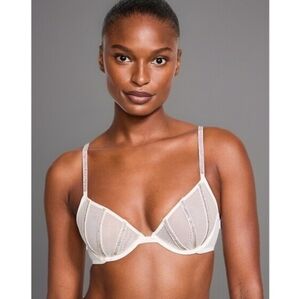 Victoria's Secret demi bra sheer shine coconut white 32C 🆕
